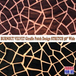 Giraffe Patch STRETCH Design Burnout Velvet Poly Fabric 58" Wide L-667-K L